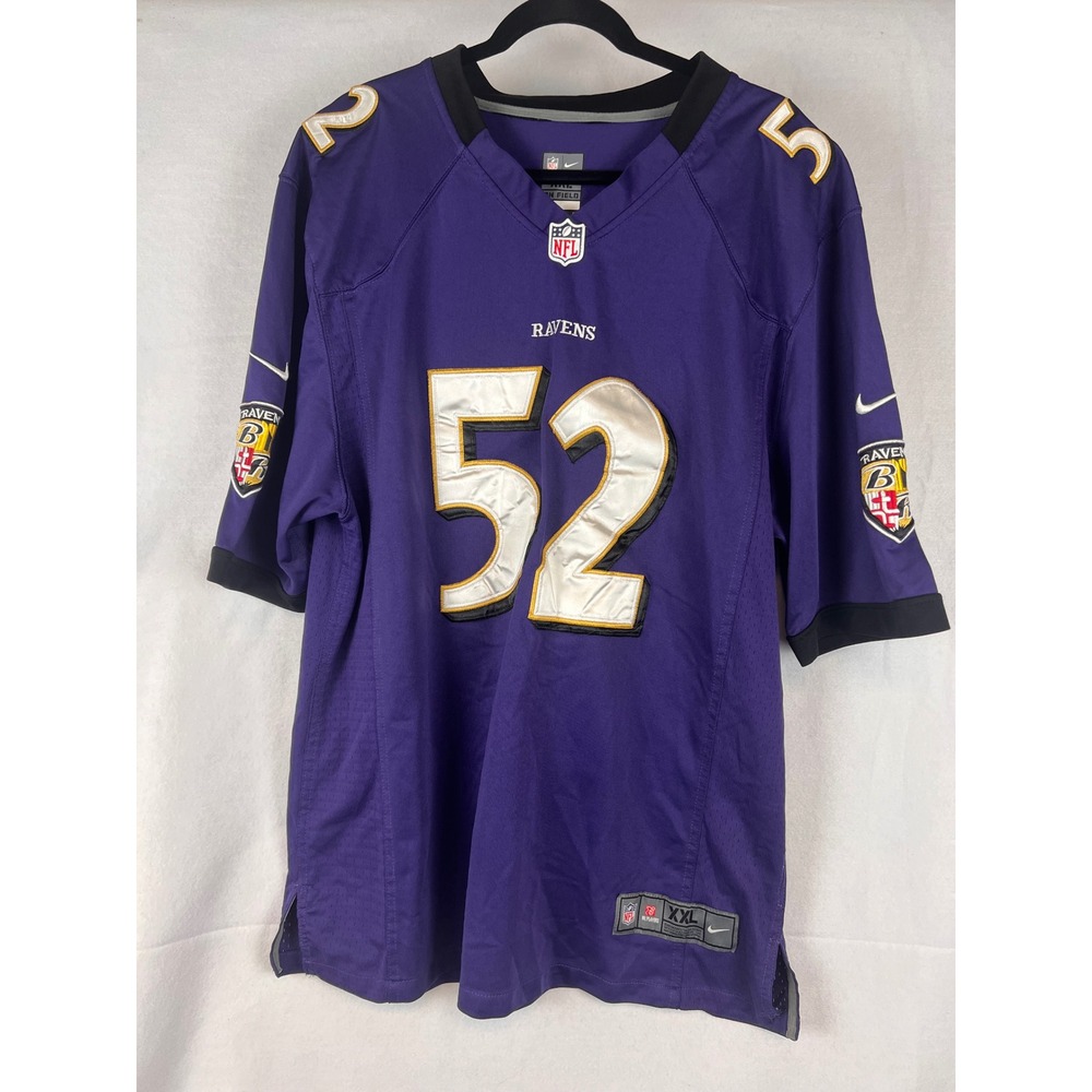 Vintage Nike Mens Purple Polyester Baltimore Ravens Ray Lewis Jersey XXL 52 NFL